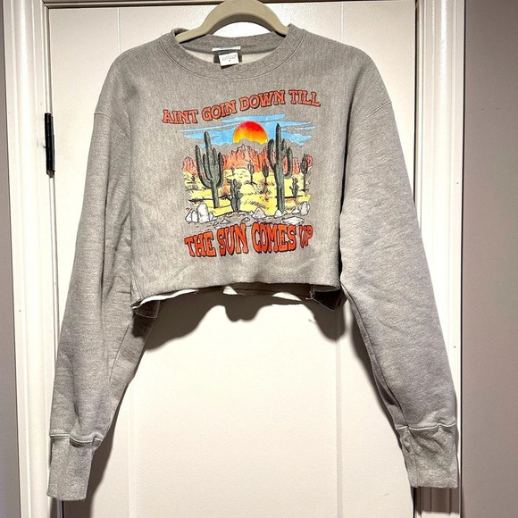 Champion Tops - Customized - champion crew sweatshirt “ain’t goin’ down until the sun comes up”